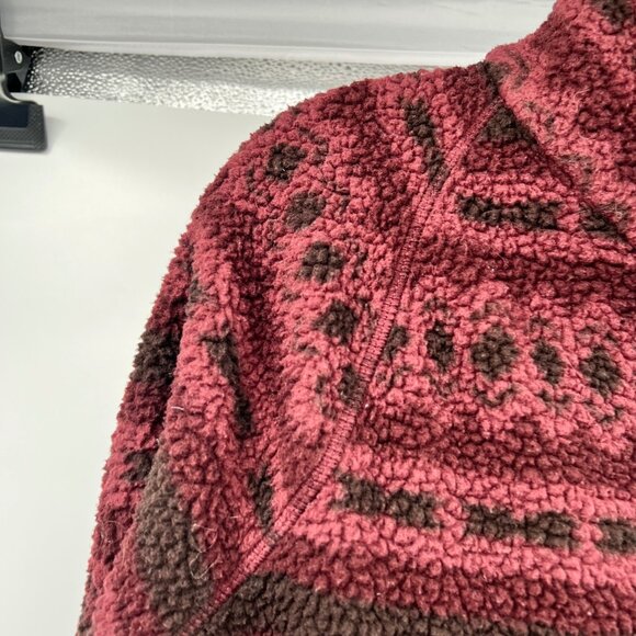 Carhartt Womens Sherpa Pullover Relaxed Fit Maroon/Multi Snaps Size Small Pocket - Picture 5 of 9